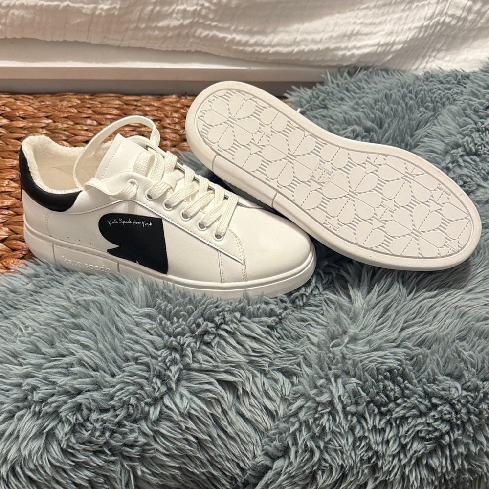 Kate Spade White and Black Leather Sneakers